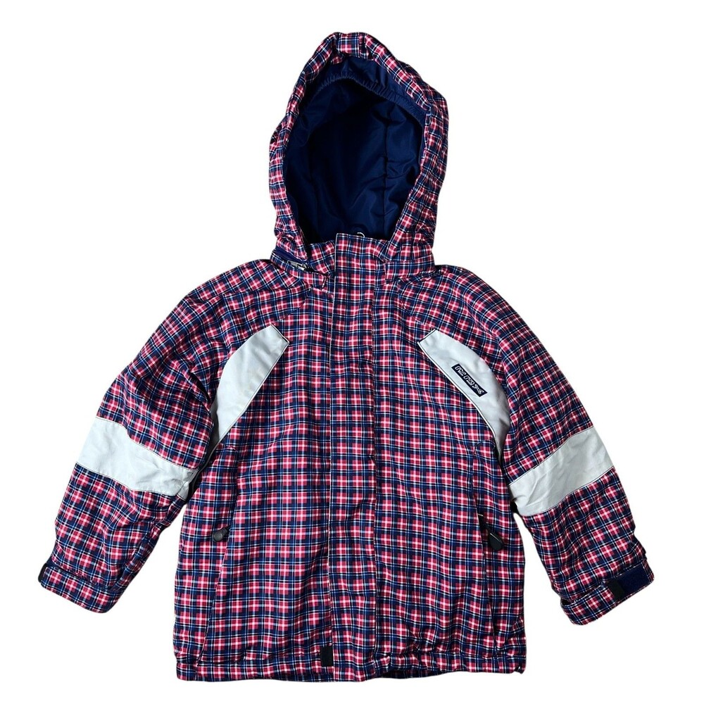 Rugged Bear Unisex Kids Red Plaid RBX Insulated Hooded Snow Ski Coat Size 6